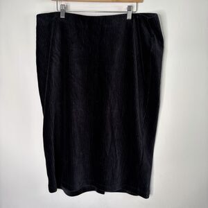J Jill Corduroy Skirt Pull On Black Straight Pencil Cotton Blend Women 2X NWT
